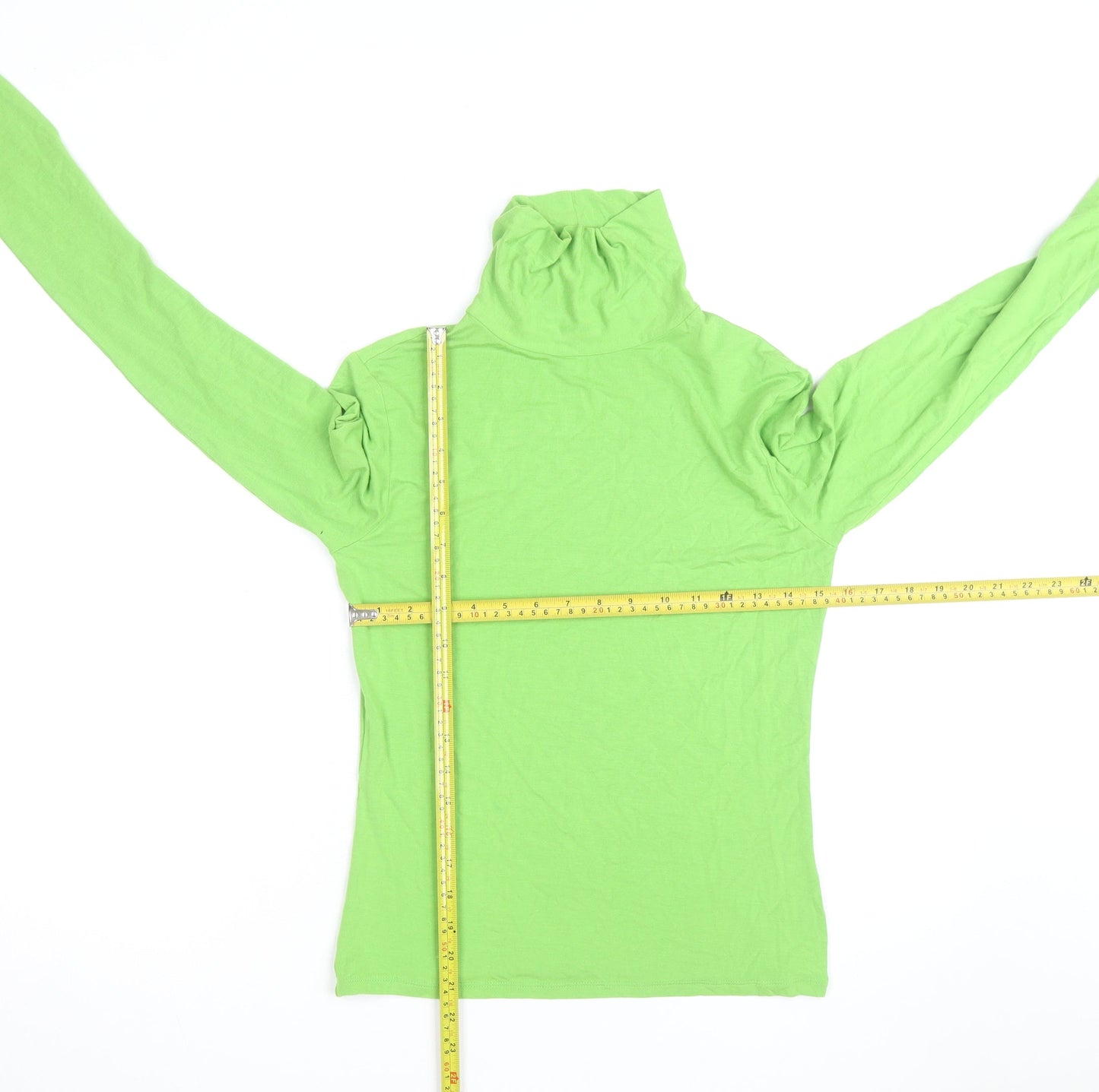 United Colors of Benetton Womens Green Roll Neck Long Sleeve Cotton Top Size M