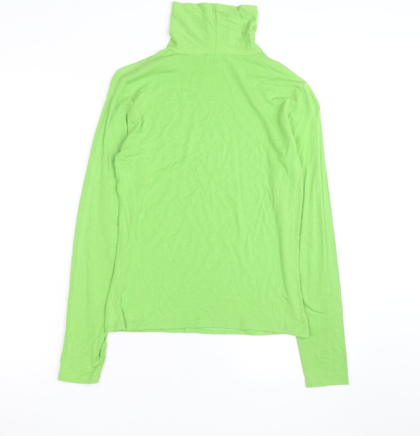United Colors of Benetton Womens Green Roll Neck Long Sleeve Cotton Top Size M