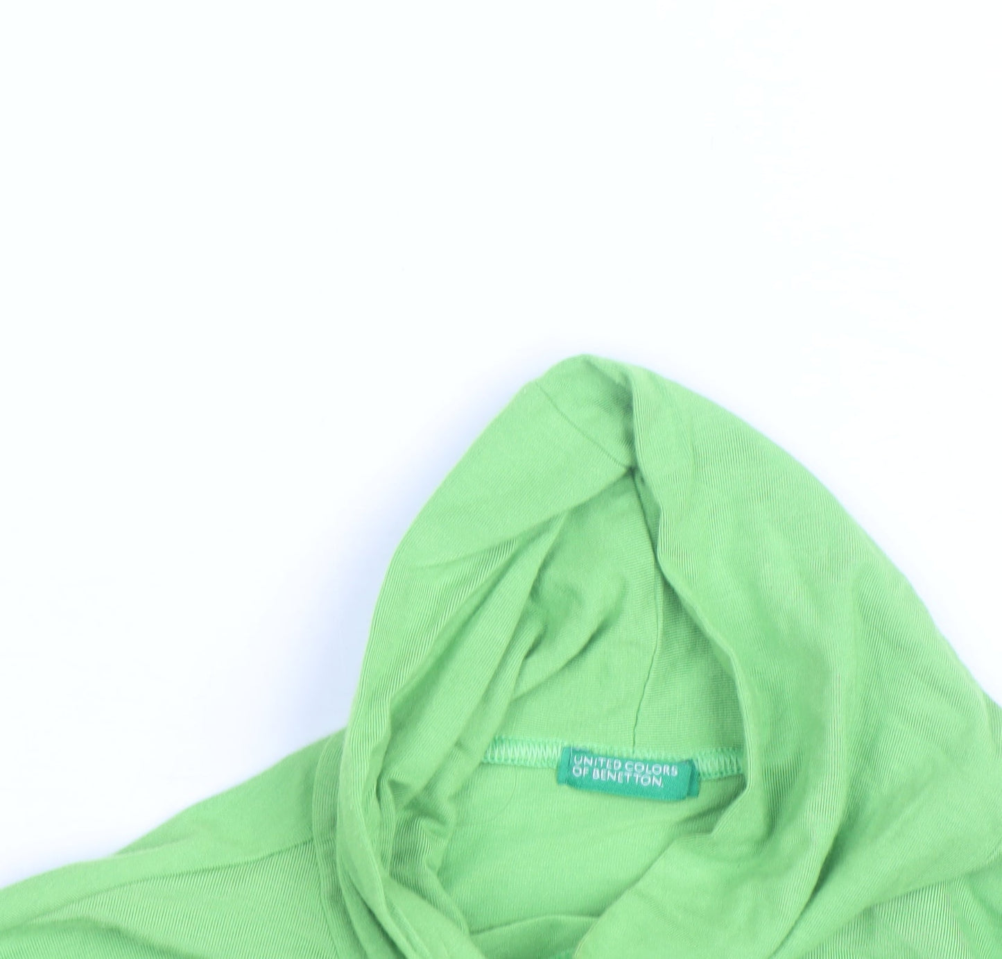 United Colors of Benetton Womens Green Roll Neck Long Sleeve Cotton Top Size M