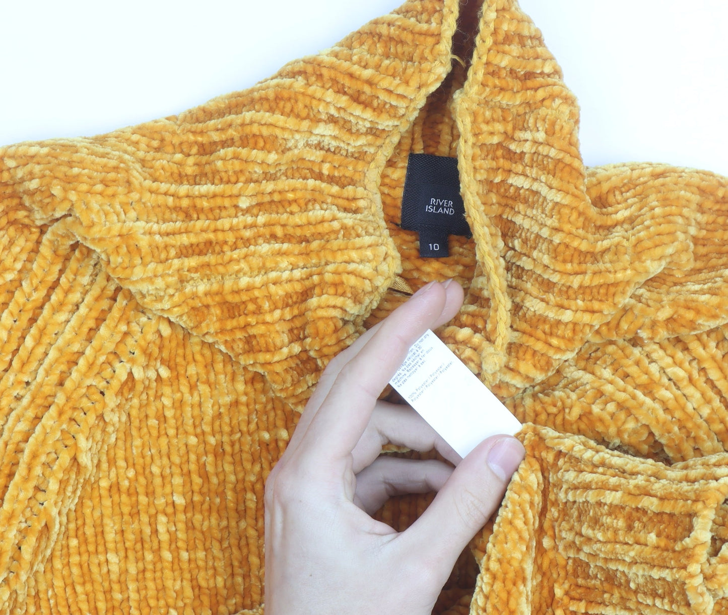 River Island Women’s Yellow Roll Neck Chunky Knit Jumper Size 10