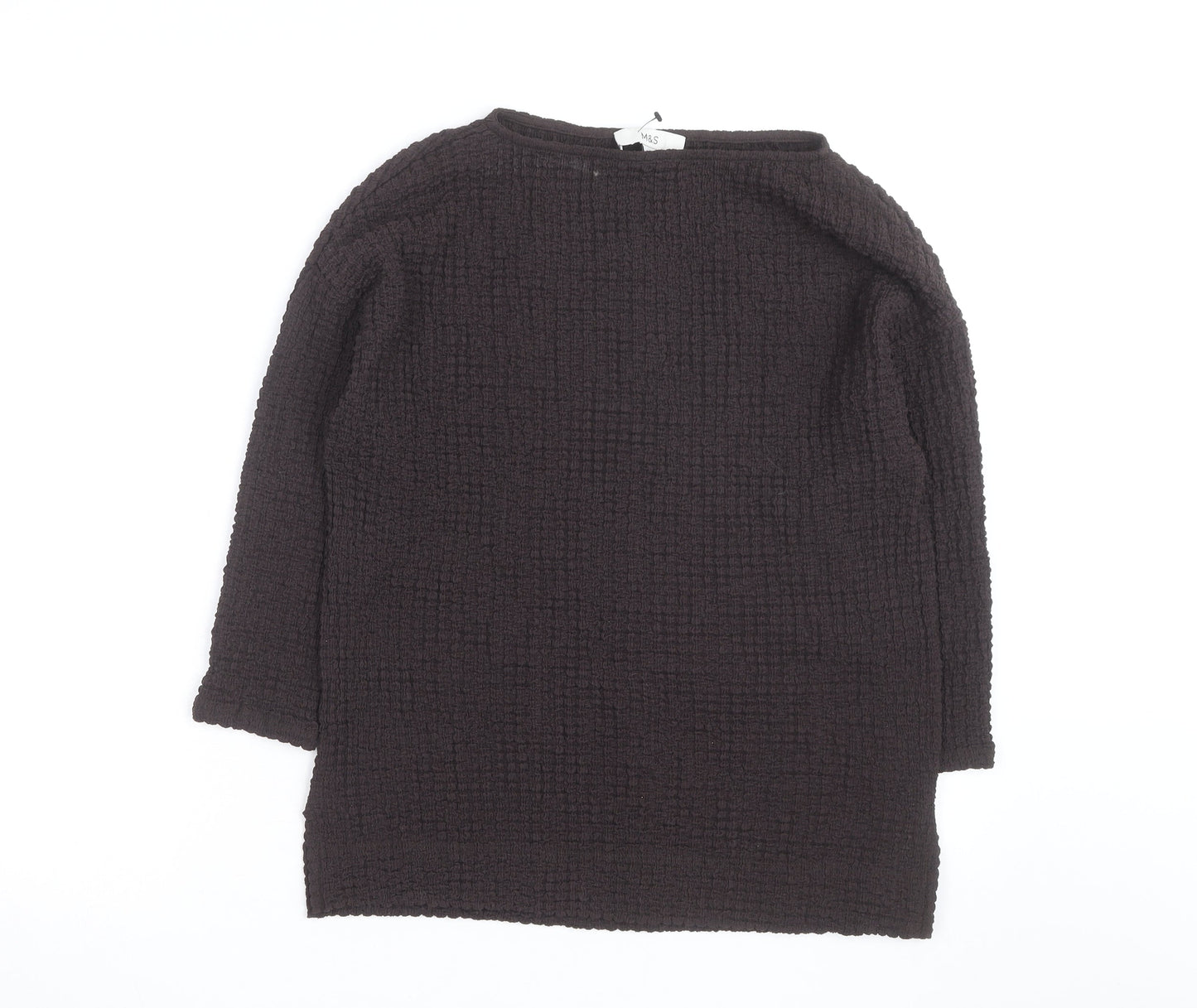 Marks and Spencer Women Brown Size 6 Boat Neck 3/4 Sleeve Jumper