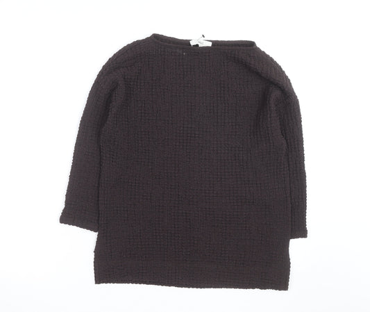 Marks and Spencer Women Brown Size 6 Boat Neck 3/4 Sleeve Jumper