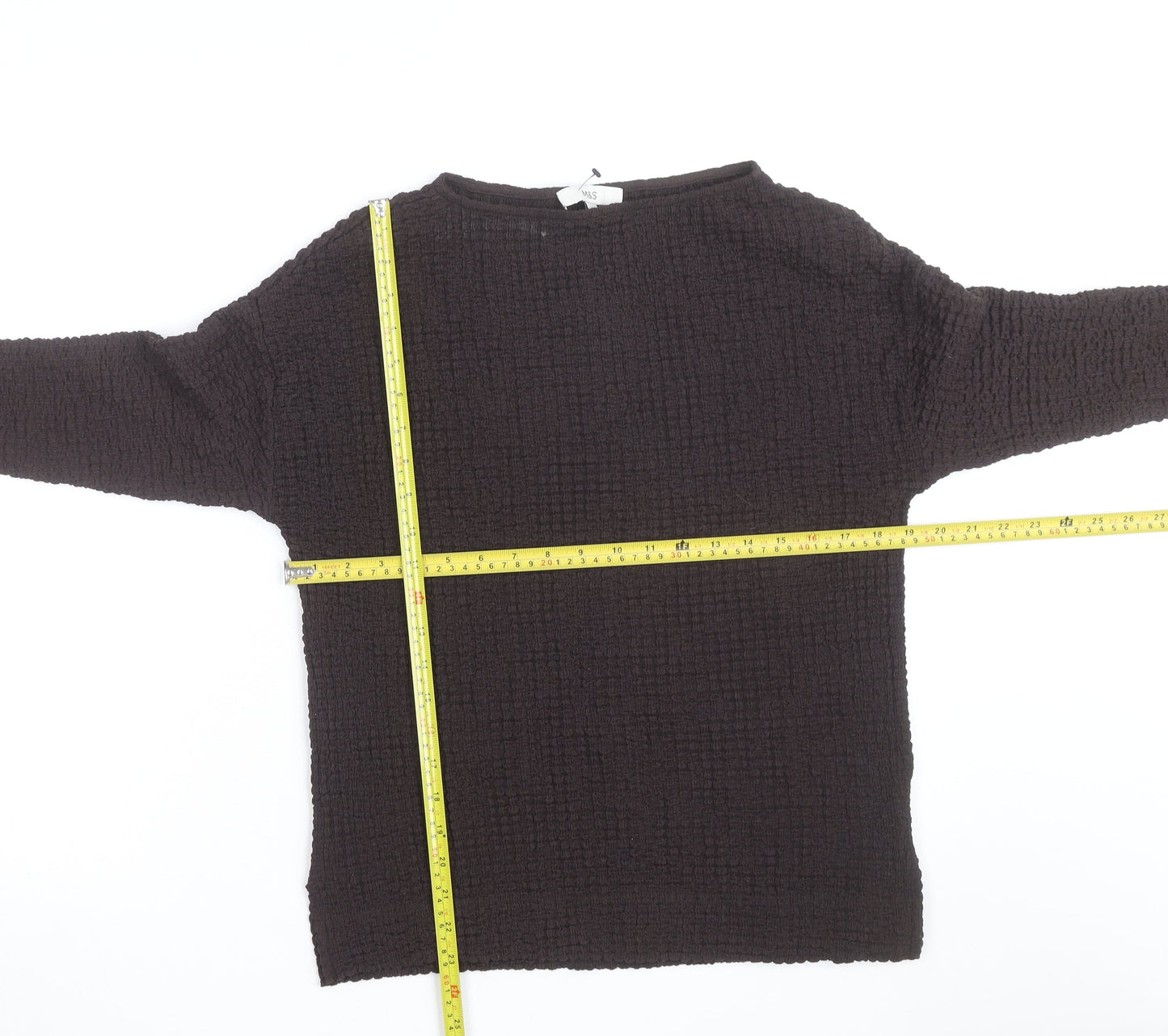 Marks and Spencer Women Brown Size 6 Boat Neck 3/4 Sleeve Jumper