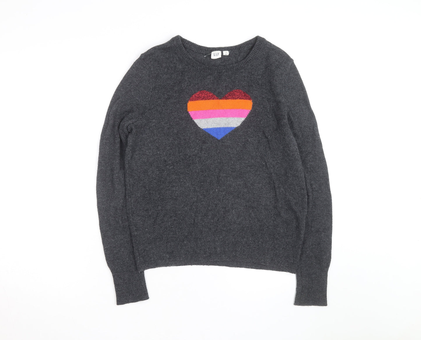 GAP Women’s Grey Wool Heart Pullover Jumper Size M