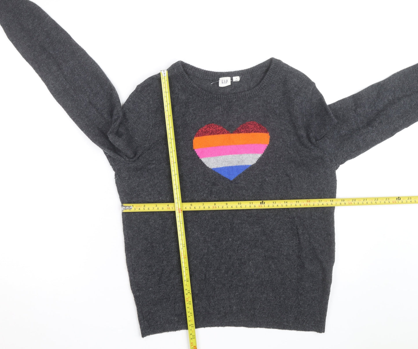 GAP Women’s Grey Wool Heart Pullover Jumper Size M