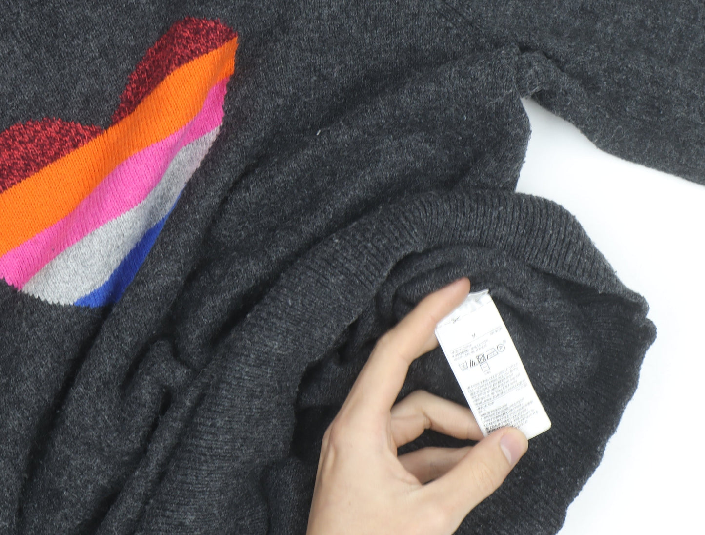 GAP Women’s Grey Wool Heart Pullover Jumper Size M