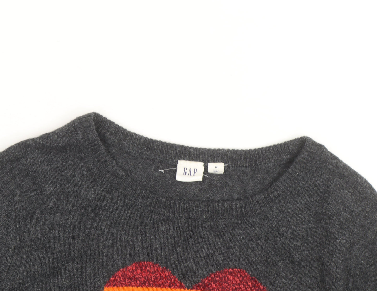 GAP Women’s Grey Wool Heart Pullover Jumper Size M
