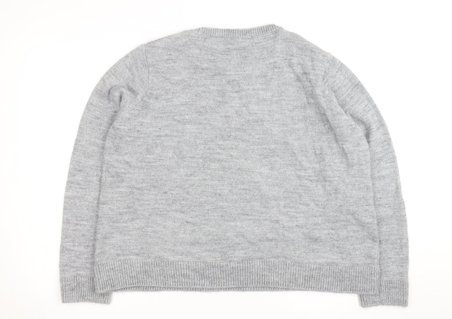 Marks and Spencer Women Grey Cat Sequin Wool Jumper XL