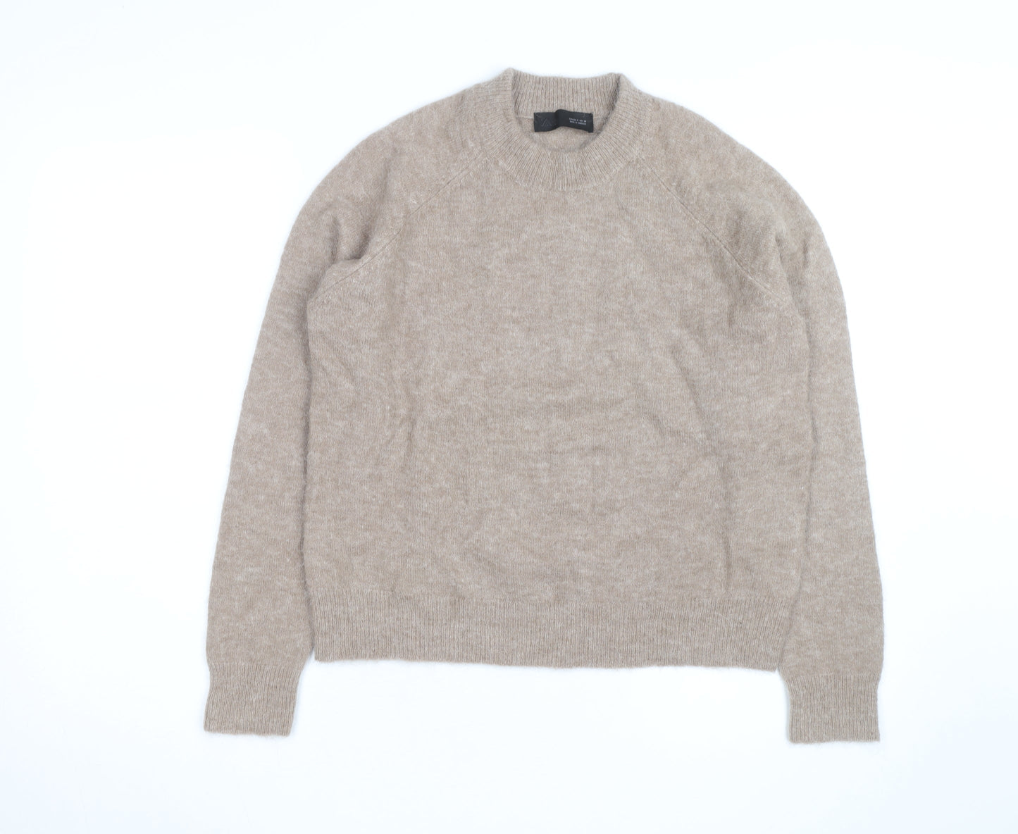 Zara Women Beige Wool Alpaca Crew Neck Jumper Size 8