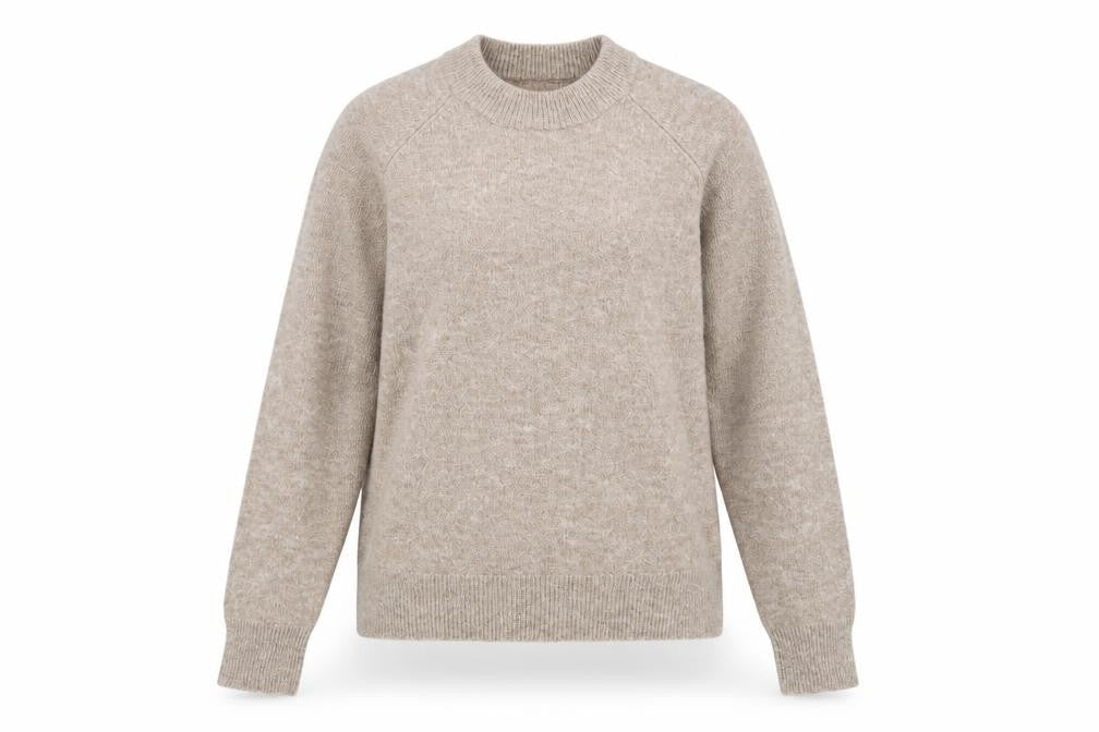 Zara Women Beige Wool Alpaca Crew Neck Jumper Size 8
