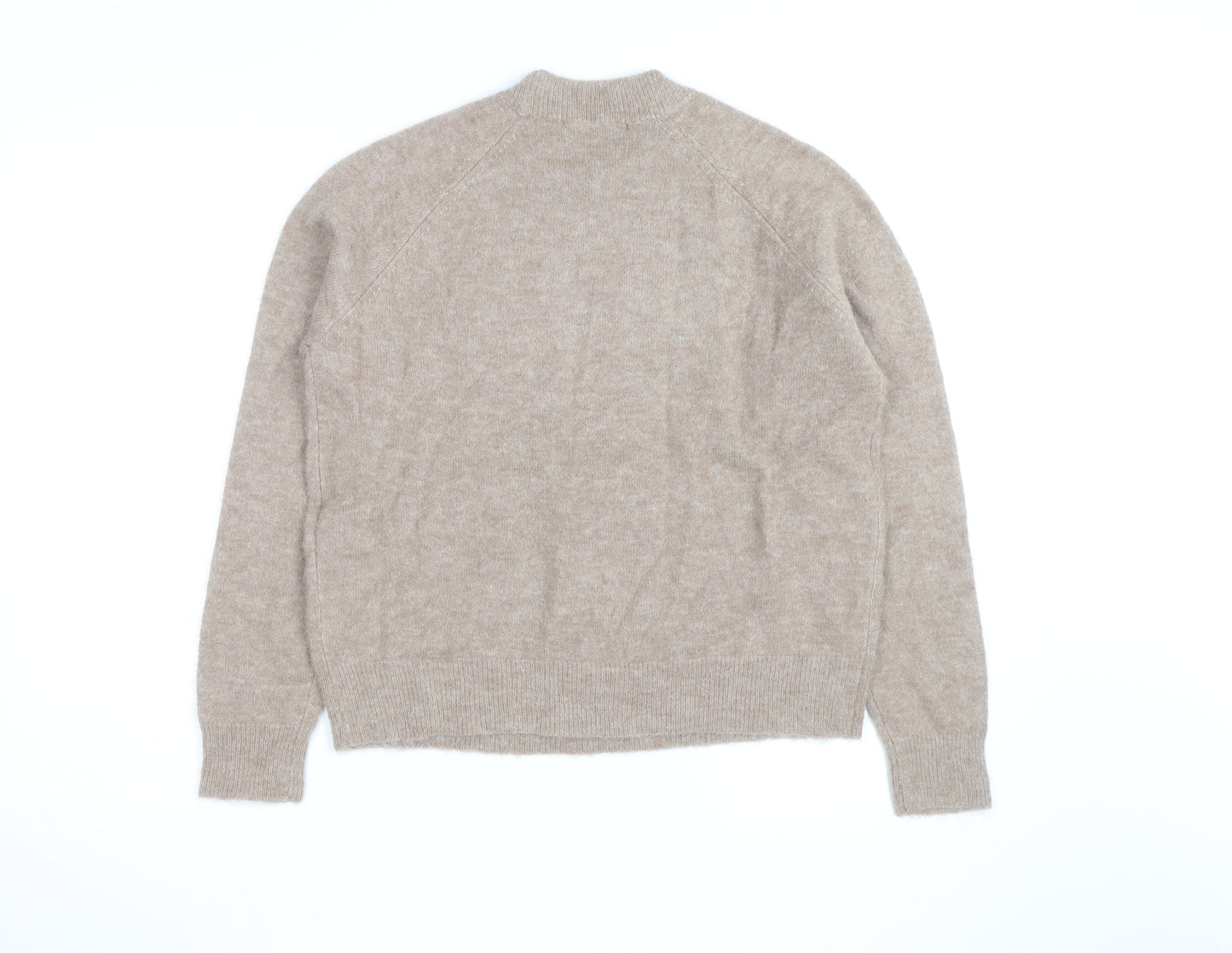 Zara Women Beige Wool Alpaca Crew Neck Jumper Size 8