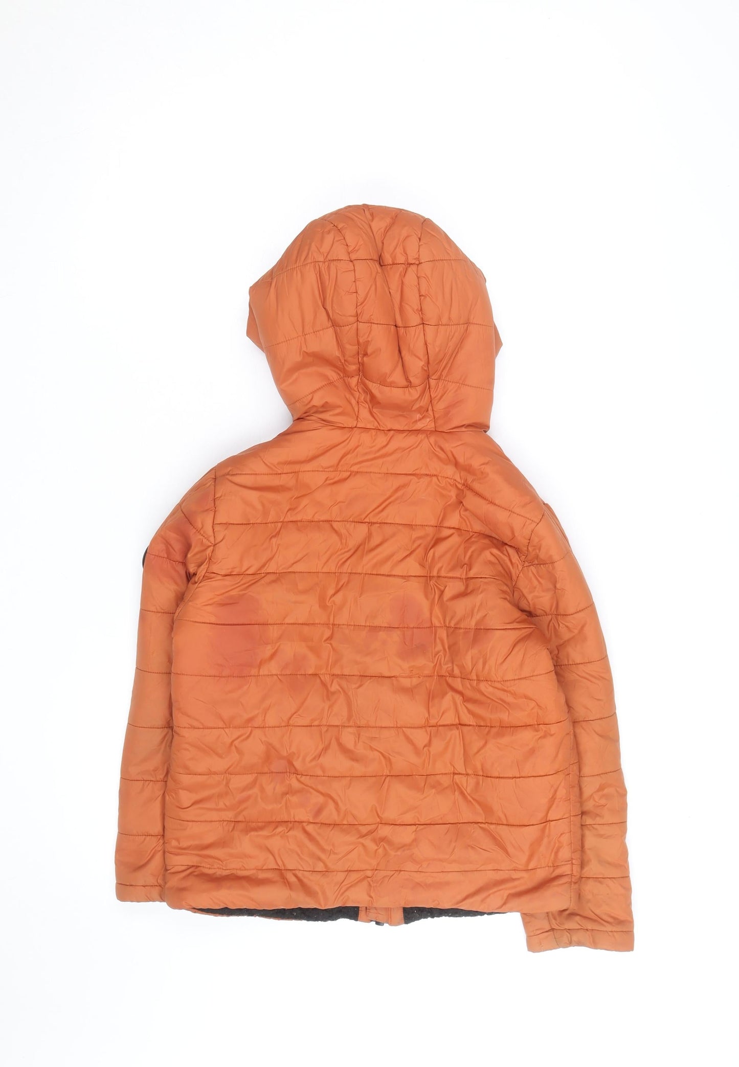 Michael Kors Women’s Orange Puffer Jacket Size 8 Hooded Zip Winter Coat