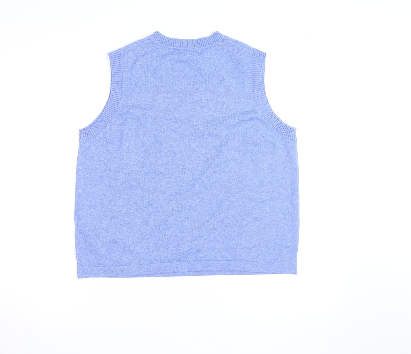 Marks and Spencer Men's Blue Sleeveless Cotton Cashmere Vest L