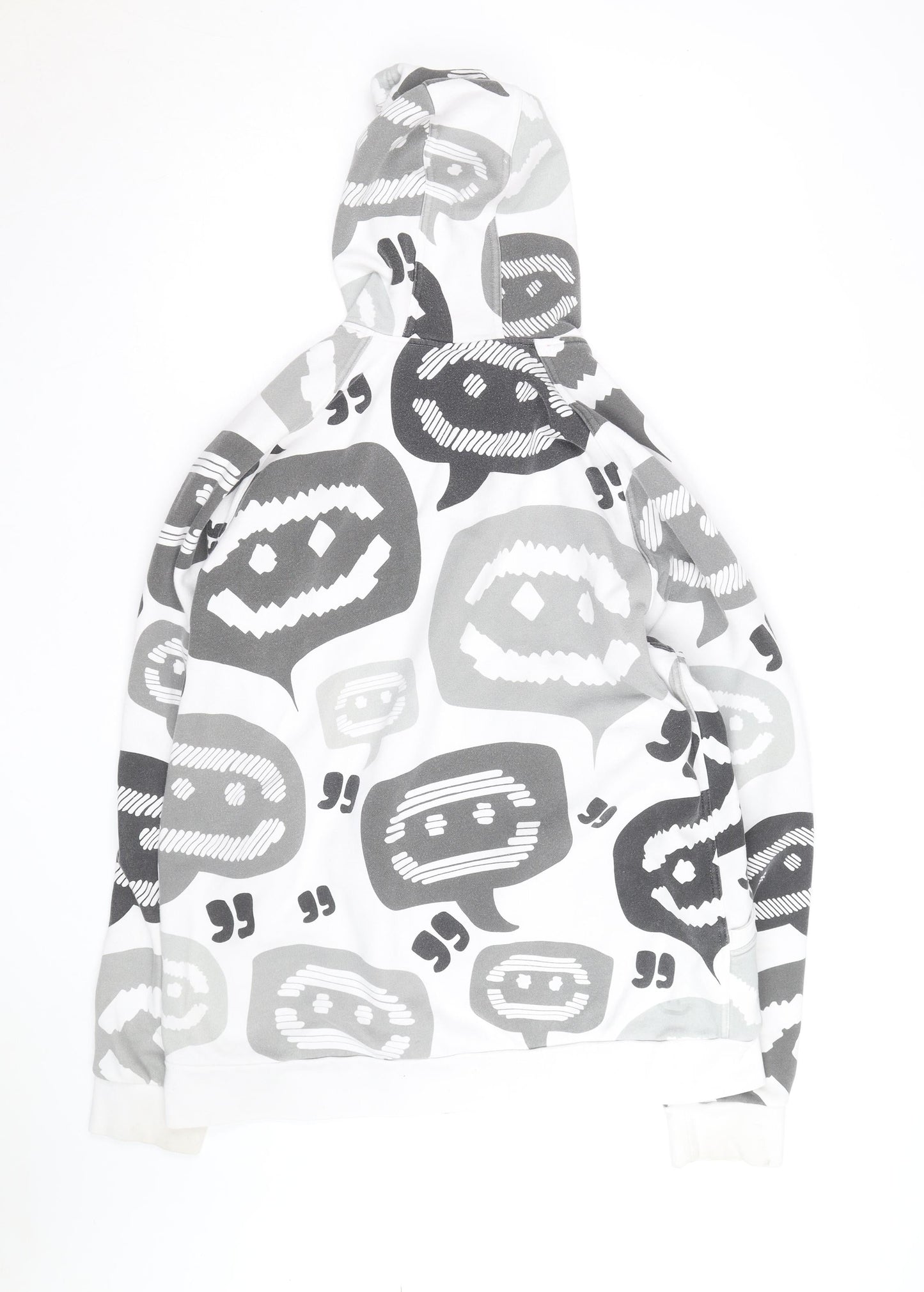 Adidas Mens White Graphic Print Pullover Hoodie Size M