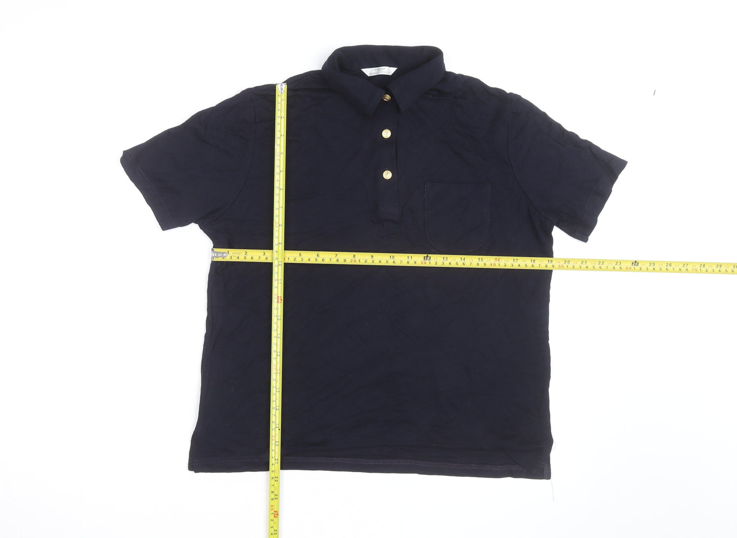 Marks and Spencer Women's Blue Polo Shirt Size 14 Viscose