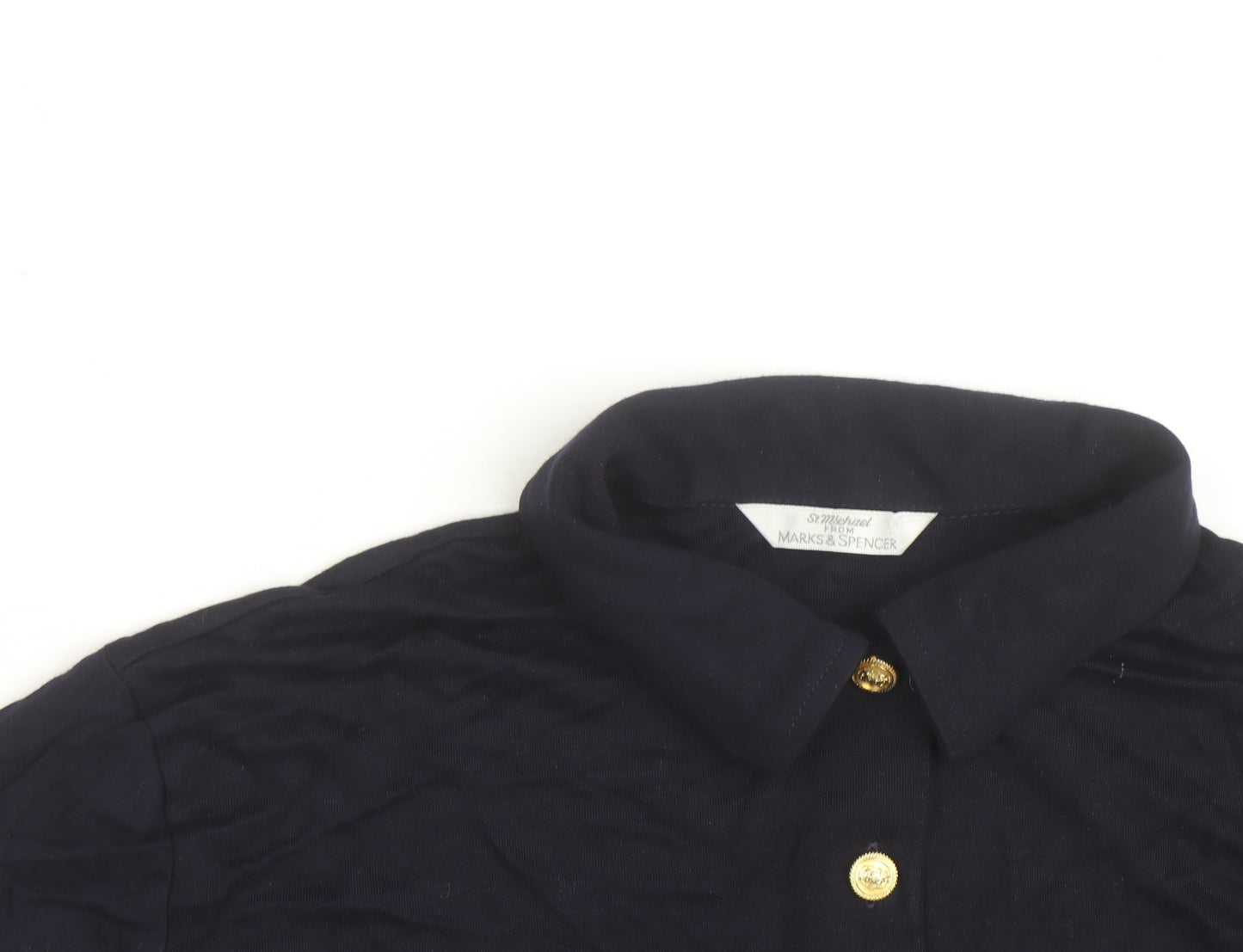 Marks and Spencer Women's Blue Polo Shirt Size 14 Viscose