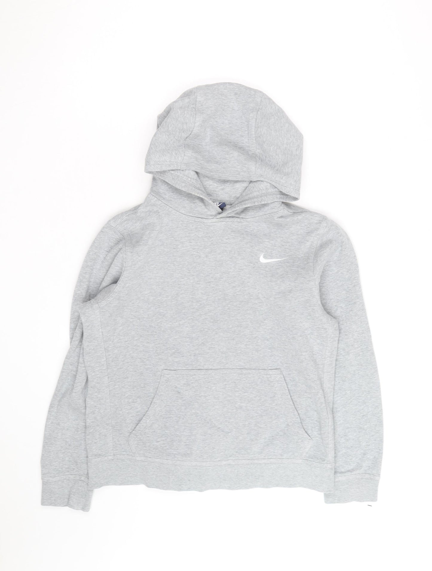 Nike Boys Grey Pullover Hoodie Size L Cotton Blend Hooded Sweatshirt
