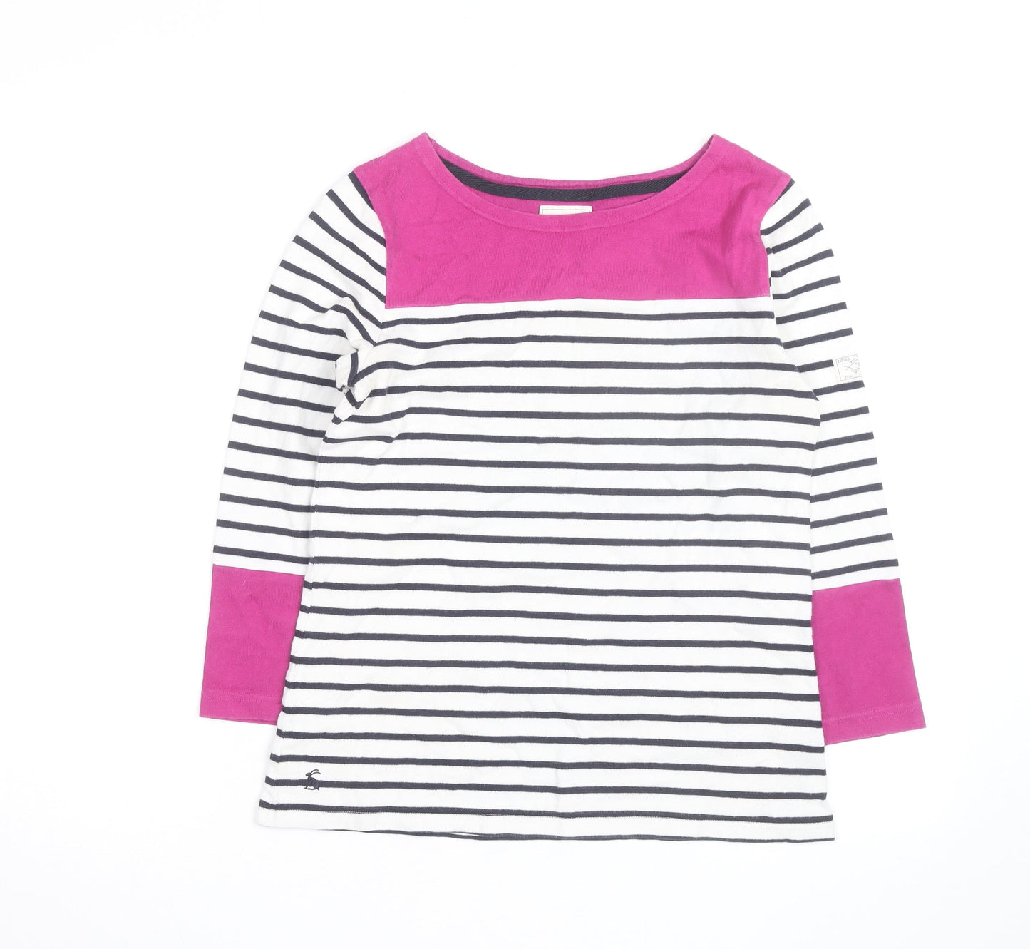 Joules Women’s Multicoloured Striped 3/4 Sleeve Cotton T-Shirt Size 10