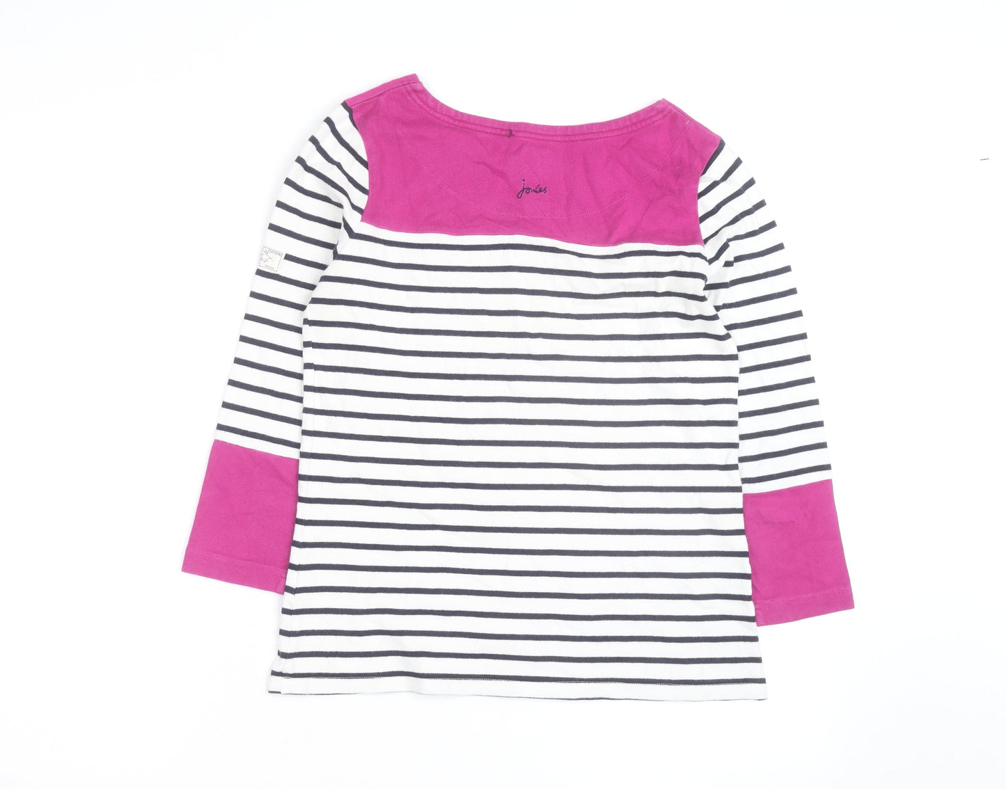 Joules Women’s Multicoloured Striped 3/4 Sleeve Cotton T-Shirt Size 10