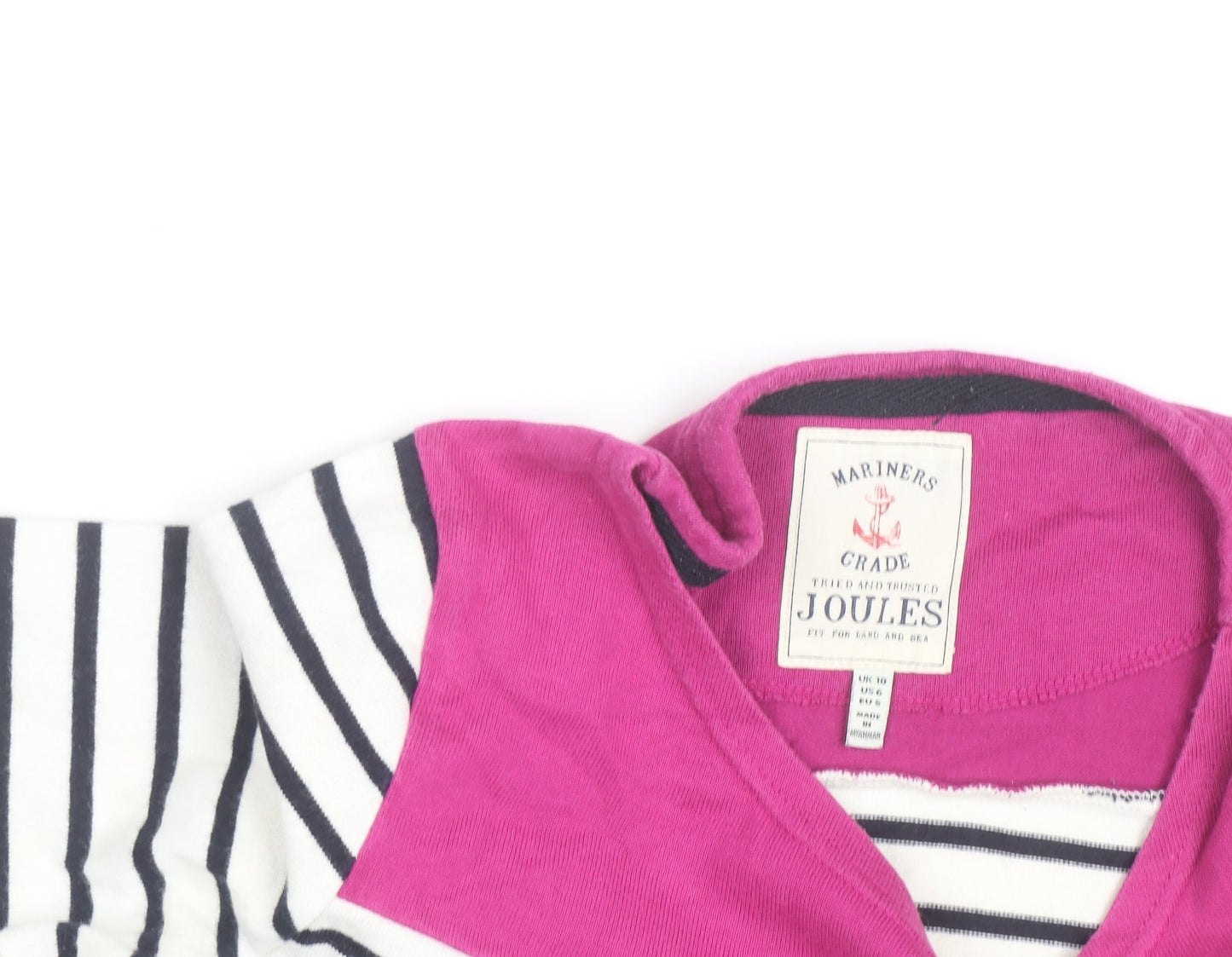 Joules Women’s Multicoloured Striped 3/4 Sleeve Cotton T-Shirt Size 10