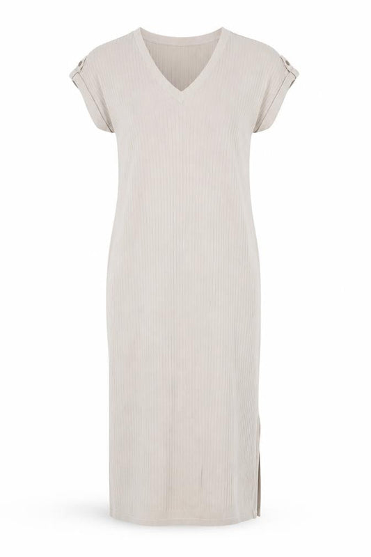 Mint Velvet Womens Beige Knit V-Neck T-Shirt Dress M