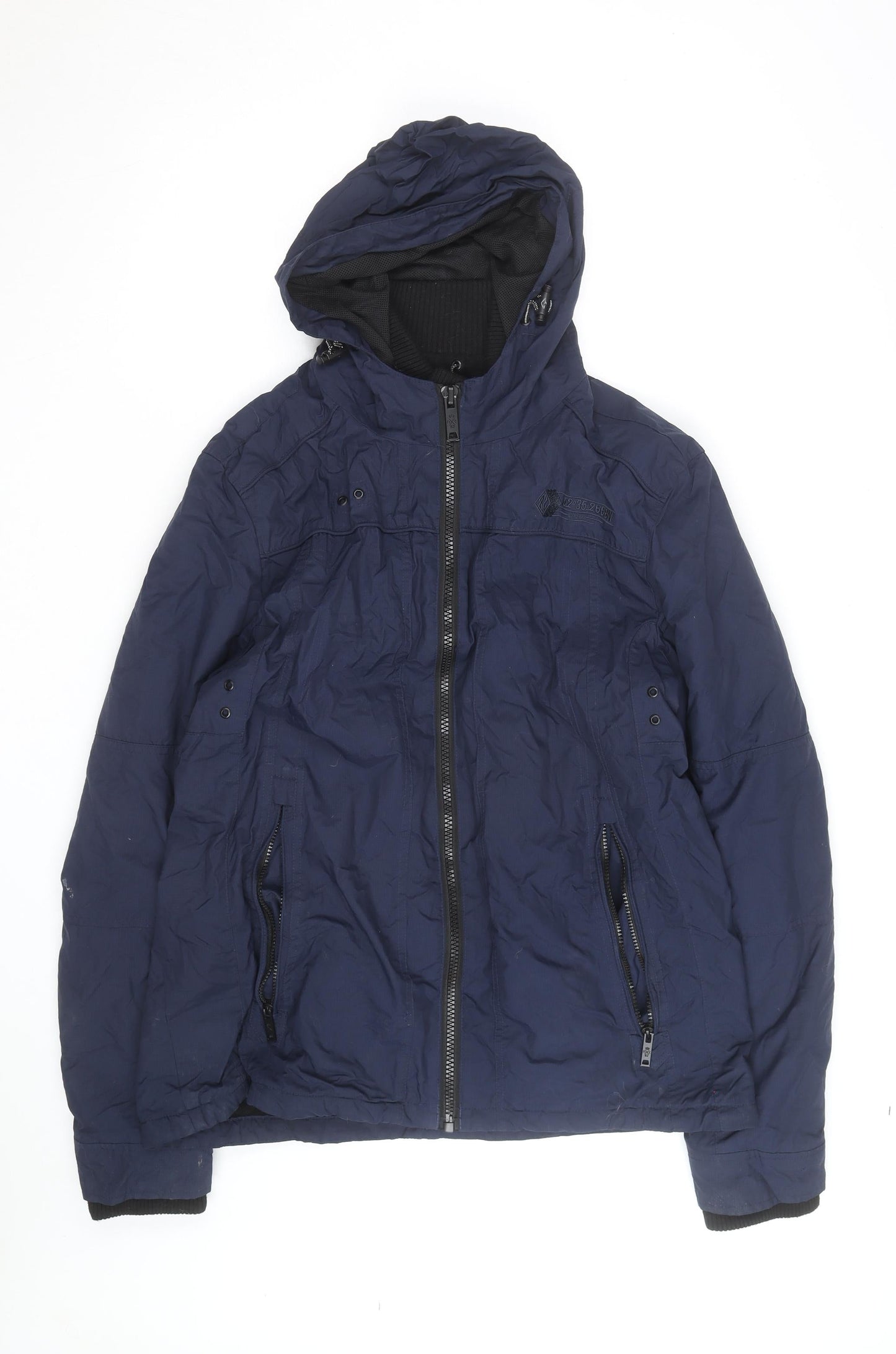 Next Men's Blue Hooded Puffer Jacket Large Water Resistant Winter Coat