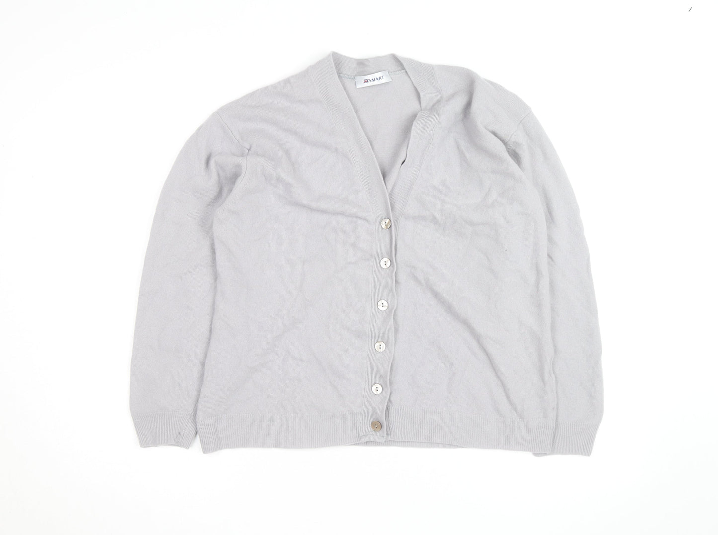 Damart Women’s Grey V-Neck Button Cardigan Size M Knitwear