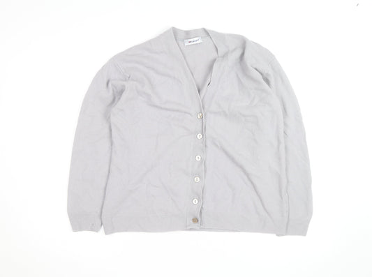 Damart Women’s Grey V-Neck Button Cardigan Size M Knitwear