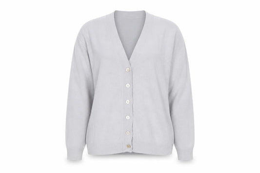 Damart Women’s Grey V-Neck Button Cardigan Size M Knitwear