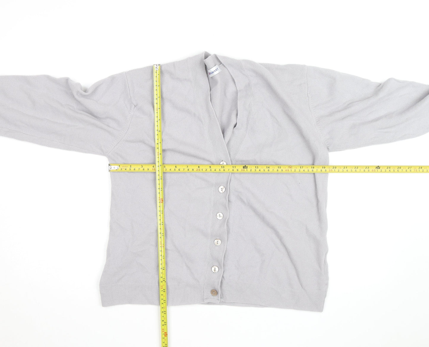 Damart Women’s Grey V-Neck Button Cardigan Size M Knitwear