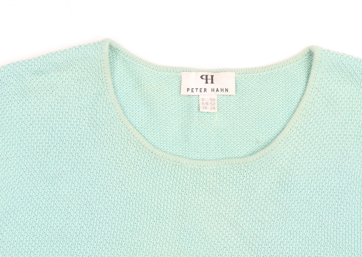 Peter Hahn Women Green Cotton 3/4 Sleeve Pullover Jumper Size 24