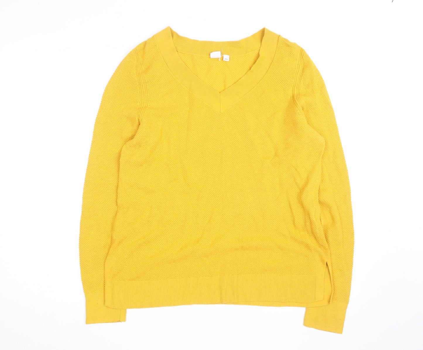 GAP Men’s Yellow V-Neck Cotton Pullover Jumper Size L