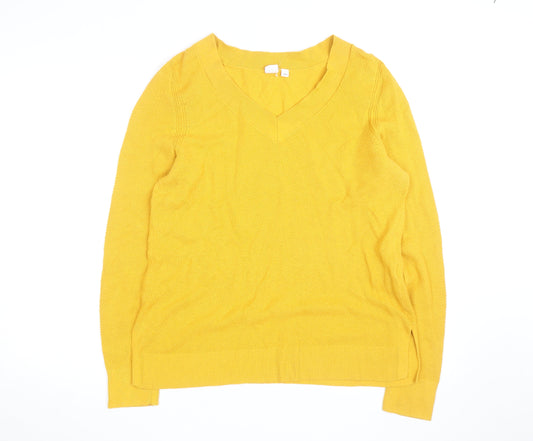 GAP Men’s Yellow V-Neck Cotton Pullover Jumper Size L
