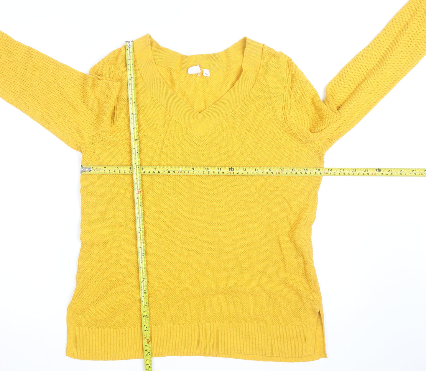 GAP Men’s Yellow V-Neck Cotton Pullover Jumper Size L