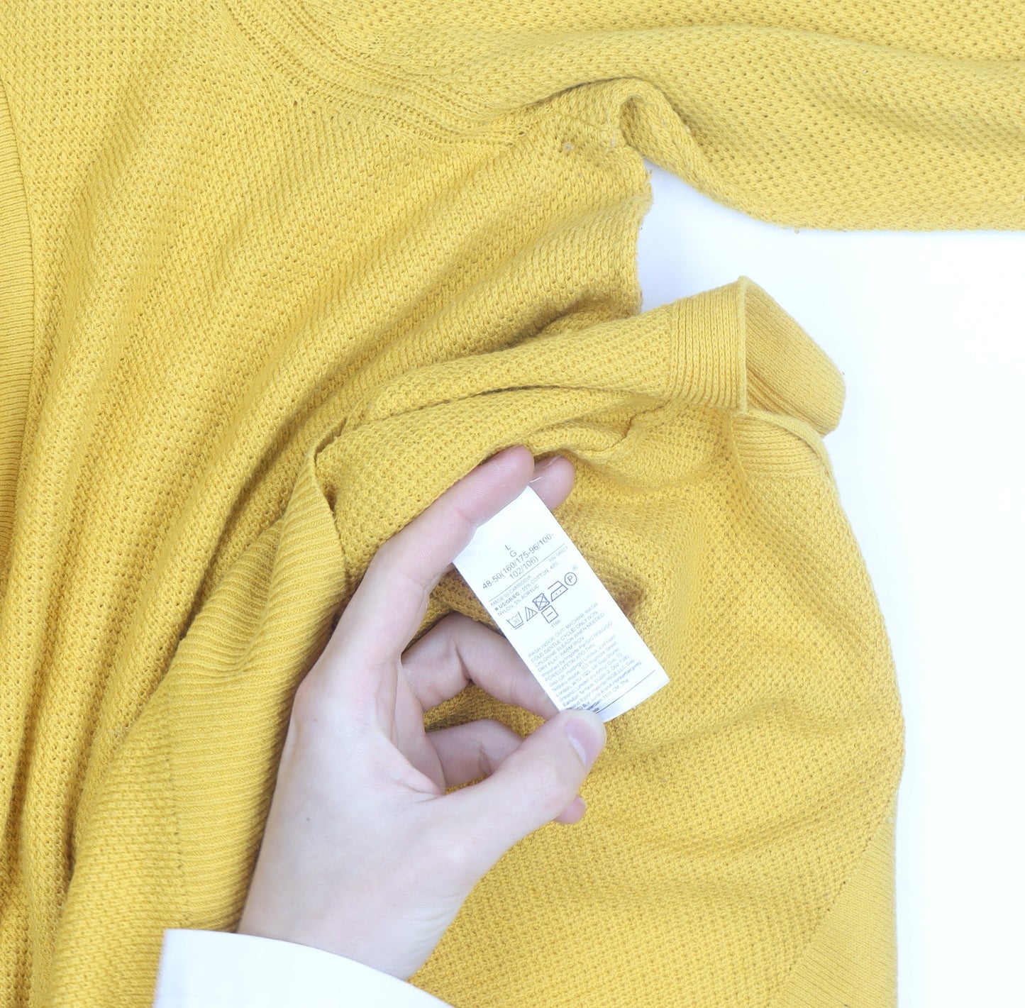 GAP Men’s Yellow V-Neck Cotton Pullover Jumper Size L