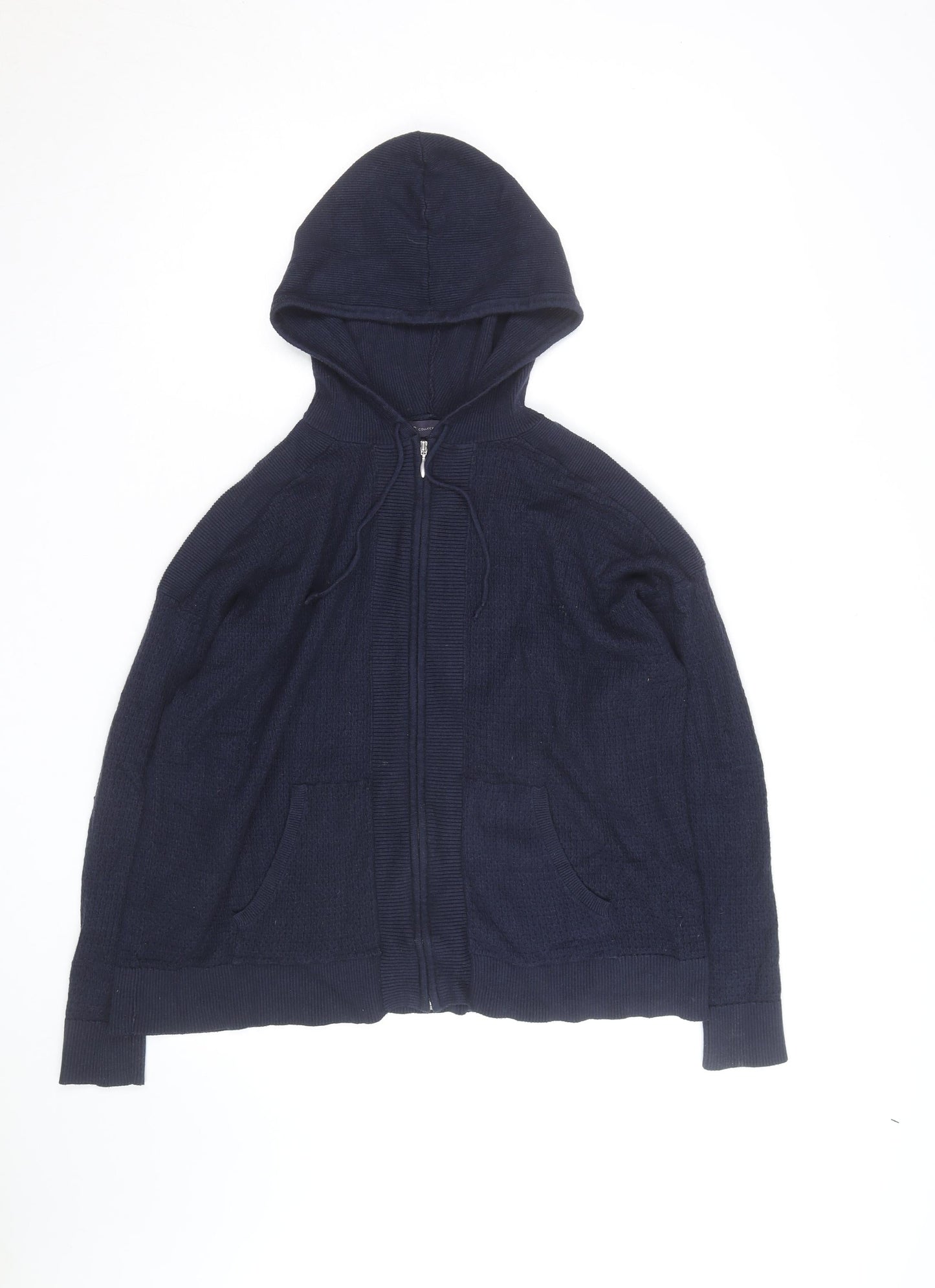 Marks and Spencer Men's Blue Full Zip Knit Hoodie Size L