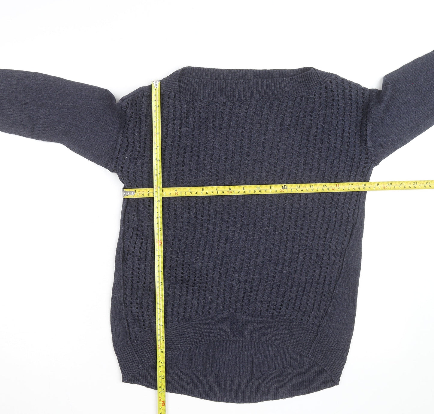 Aphorism Women’s Blue Open-Knit Crew Neck Jumper Size 12