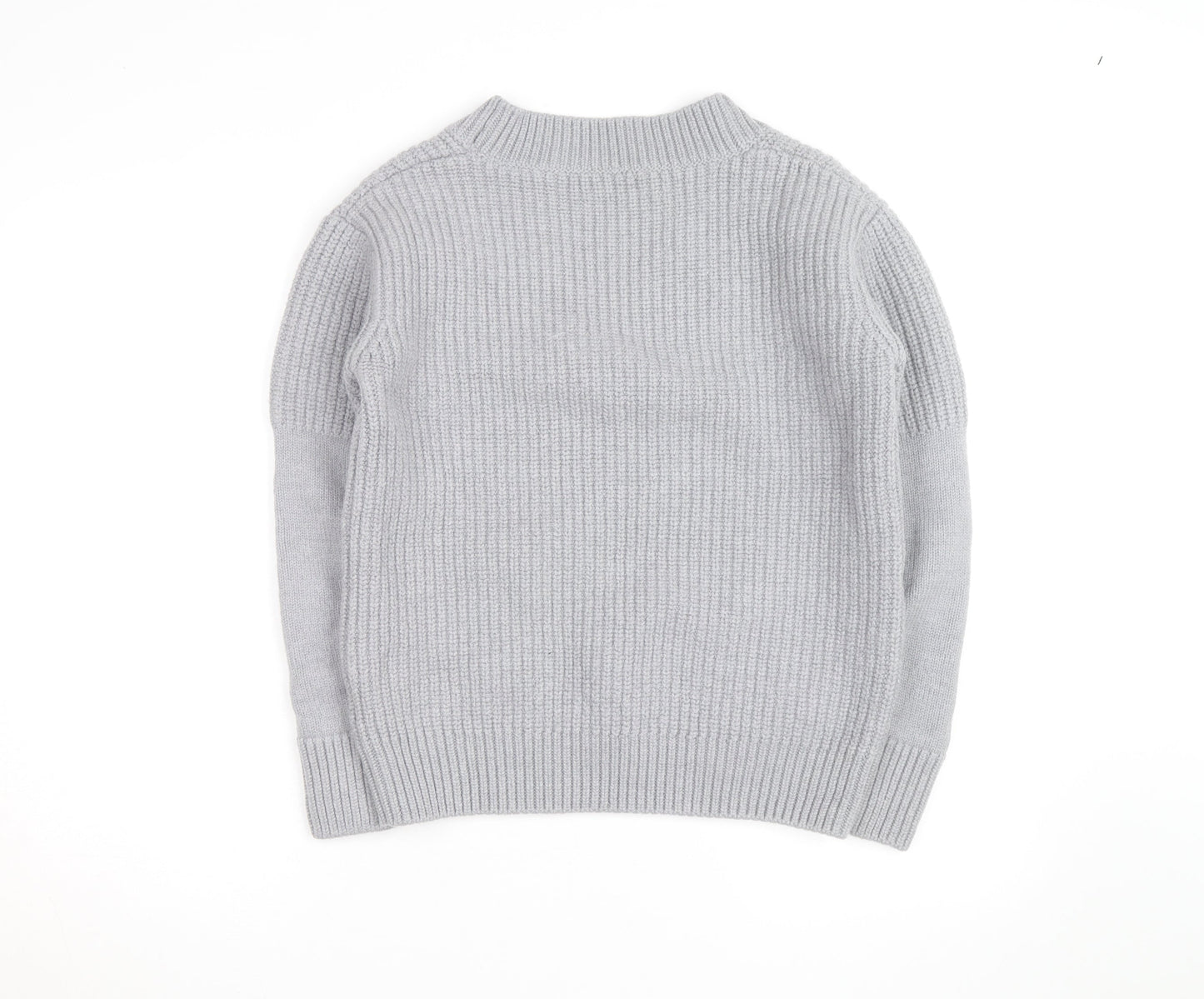 Ninety Percent Men's Grey V-Neck Cotton Cashmere Jumper Size S