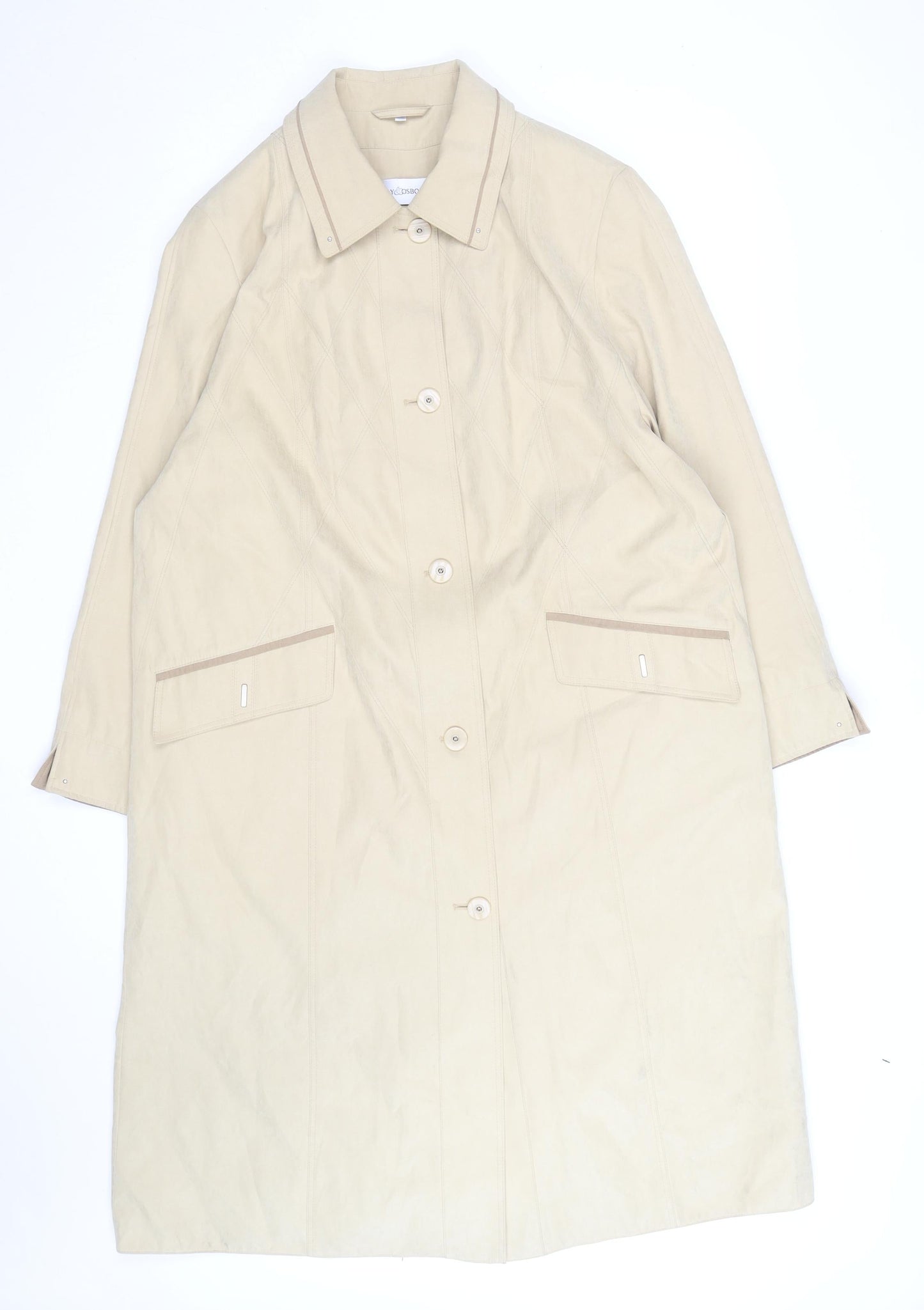 Gray & Osbourn Womens Beige Size 18 Long Buttoned Coat Classic Style