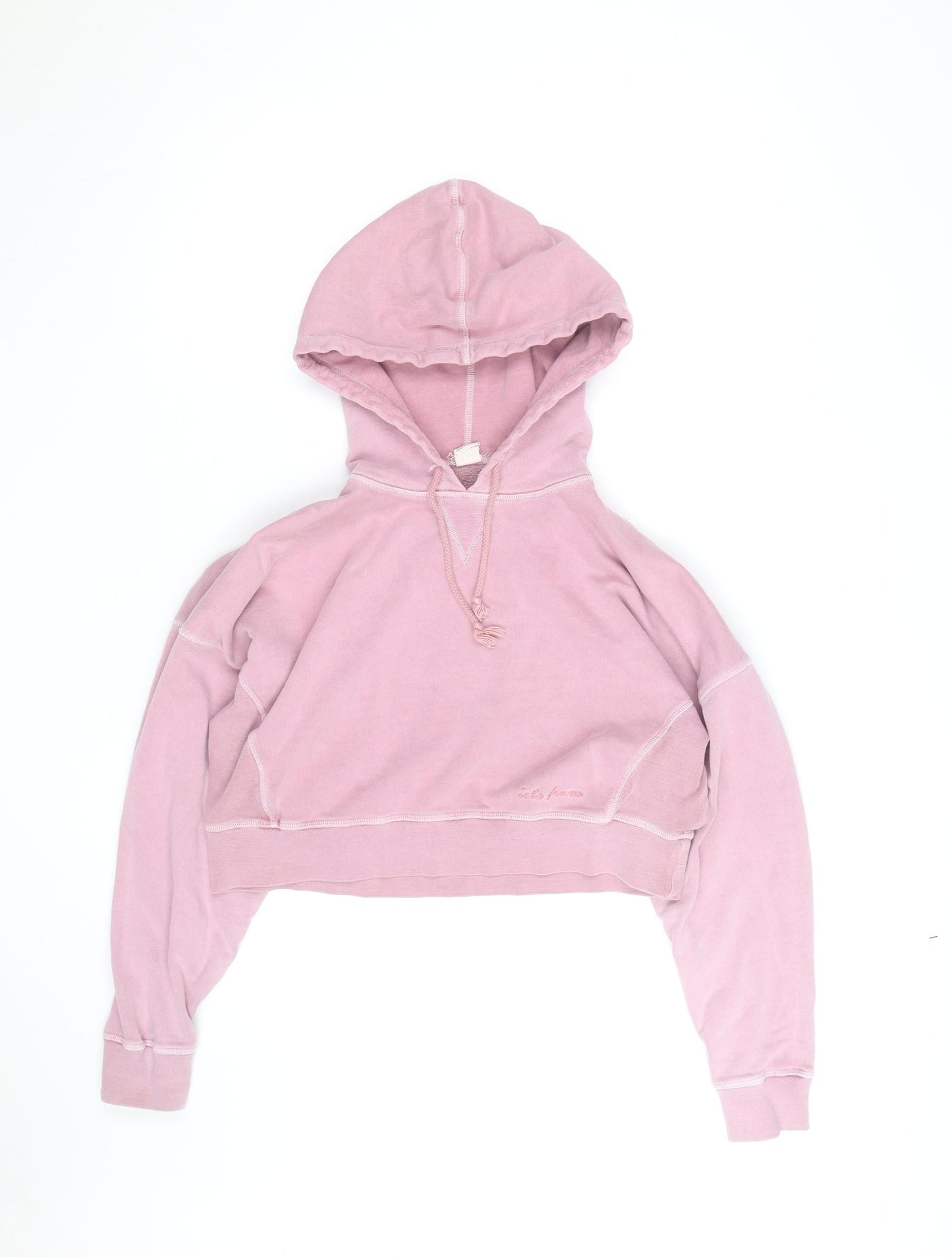Isla Forma Womens Pink Cropped Pullover Hoodie Size M Cotton Blend