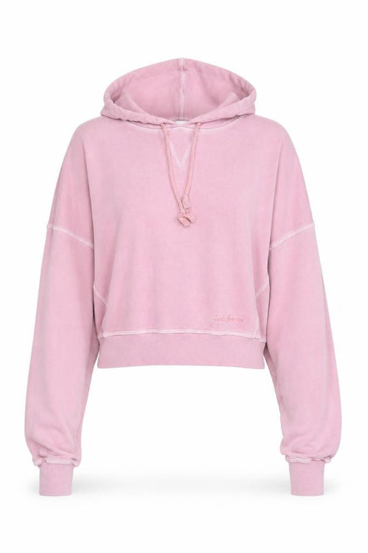 Isla Forma Womens Pink Cropped Pullover Hoodie Size M Cotton Blend