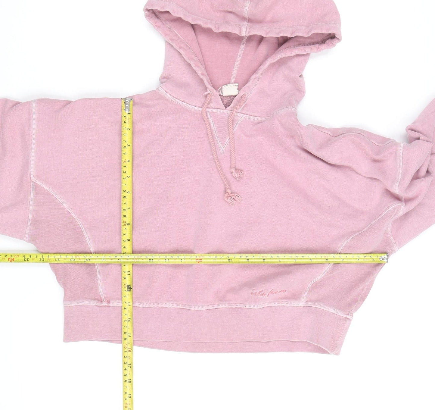 Isla Forma Womens Pink Cropped Pullover Hoodie Size M Cotton Blend