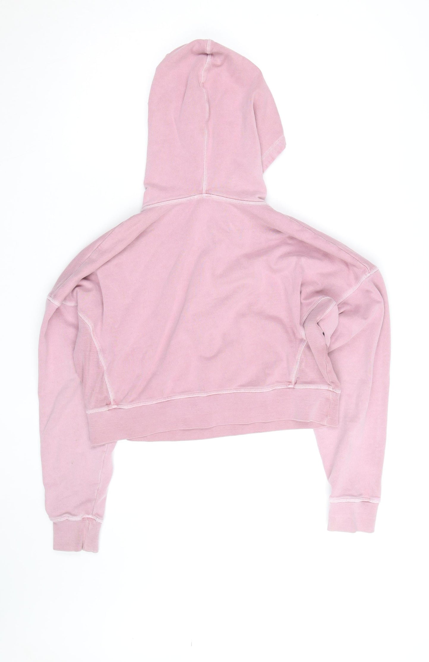 Isla Forma Womens Pink Cropped Pullover Hoodie Size M Cotton Blend