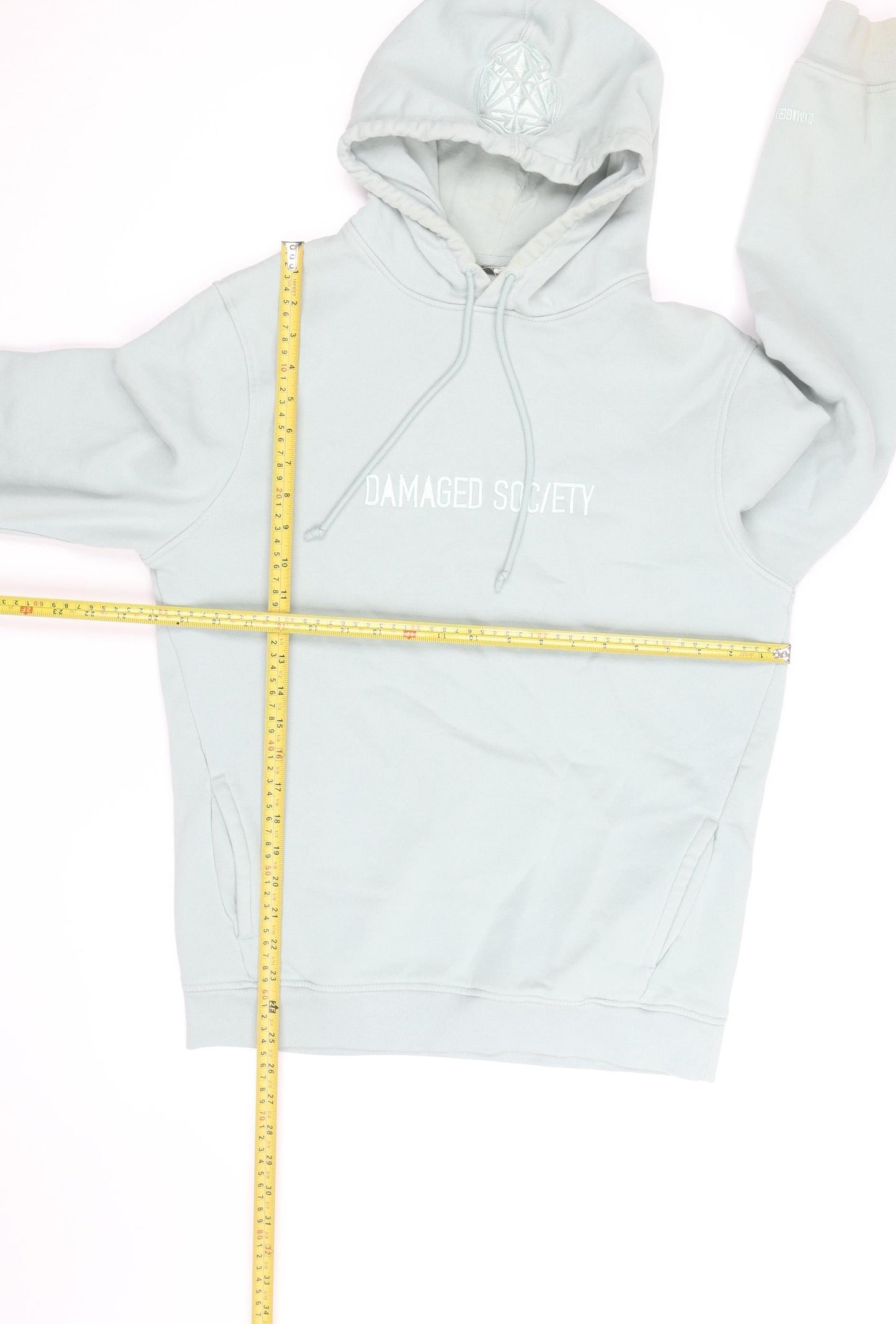 Damaged Society Mens Grey Pullover Hoodie Size M Embroidered Logo