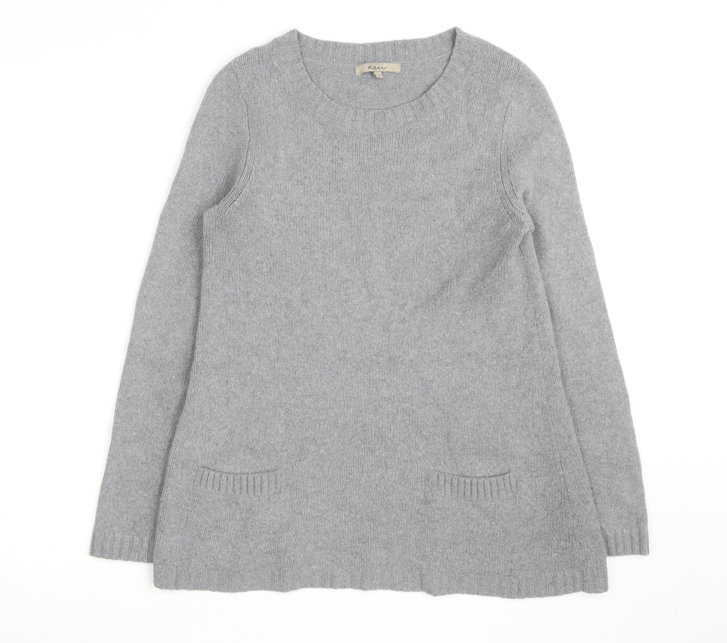 Kew Women Grey Wool Angora Blend Long Sleeve Pullover Jumper L