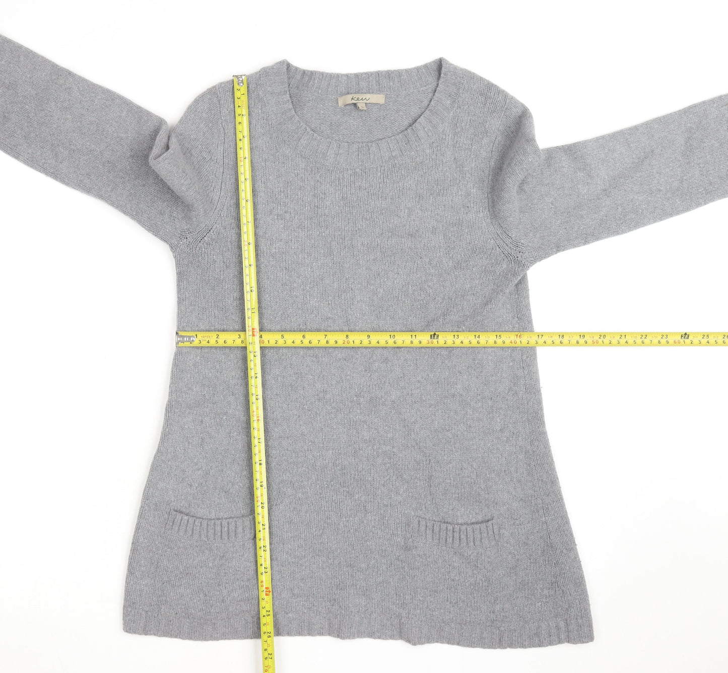 Kew Women Grey Wool Angora Blend Long Sleeve Pullover Jumper L