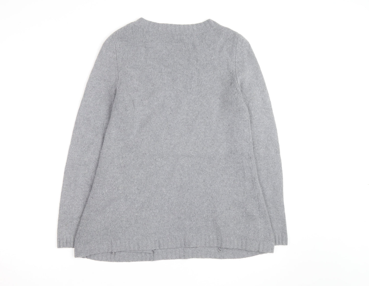 Kew Women Grey Wool Angora Blend Long Sleeve Pullover Jumper L