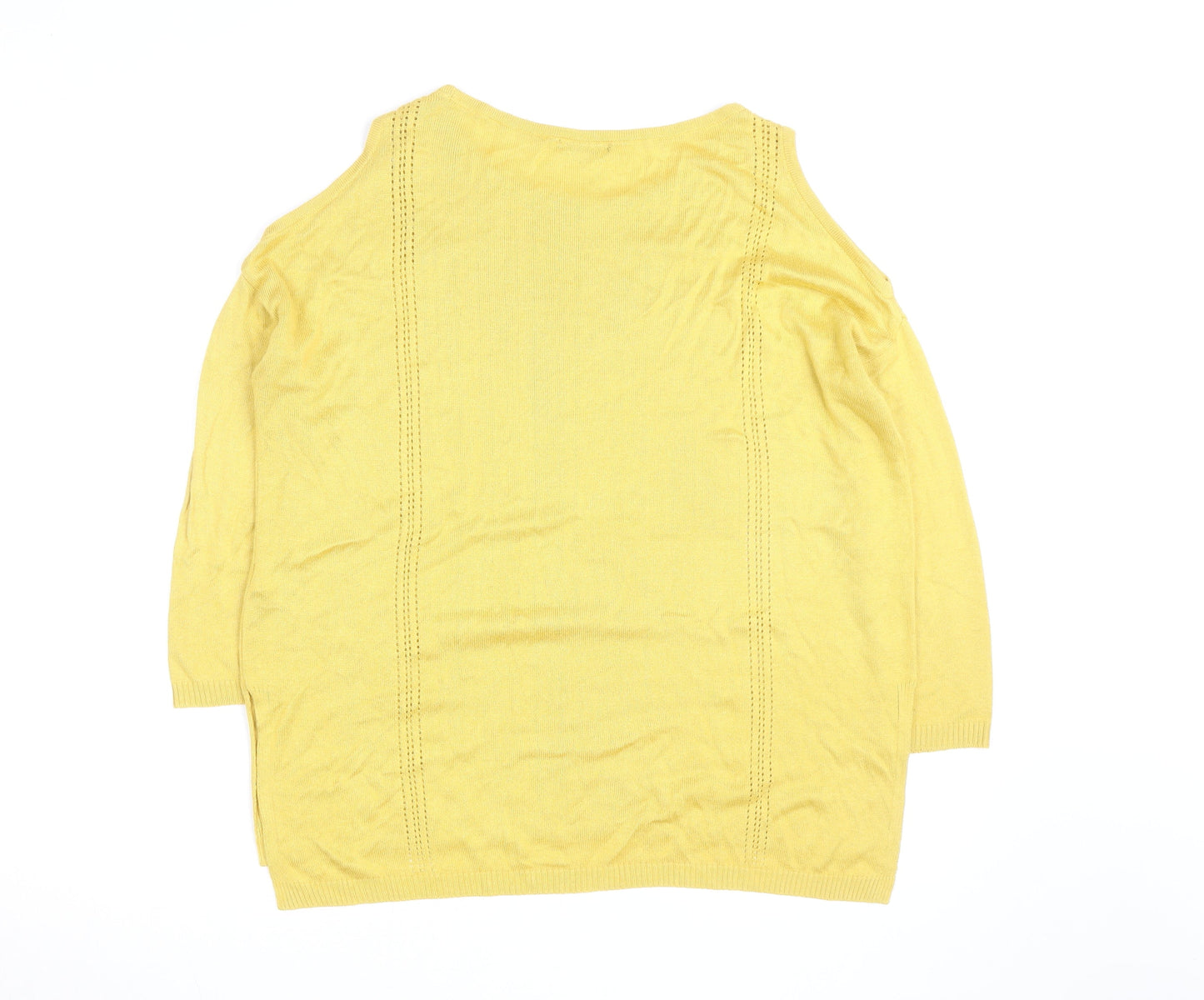 M&Co Women’s Yellow Cotton Cold Shoulder Jumper Size 14
