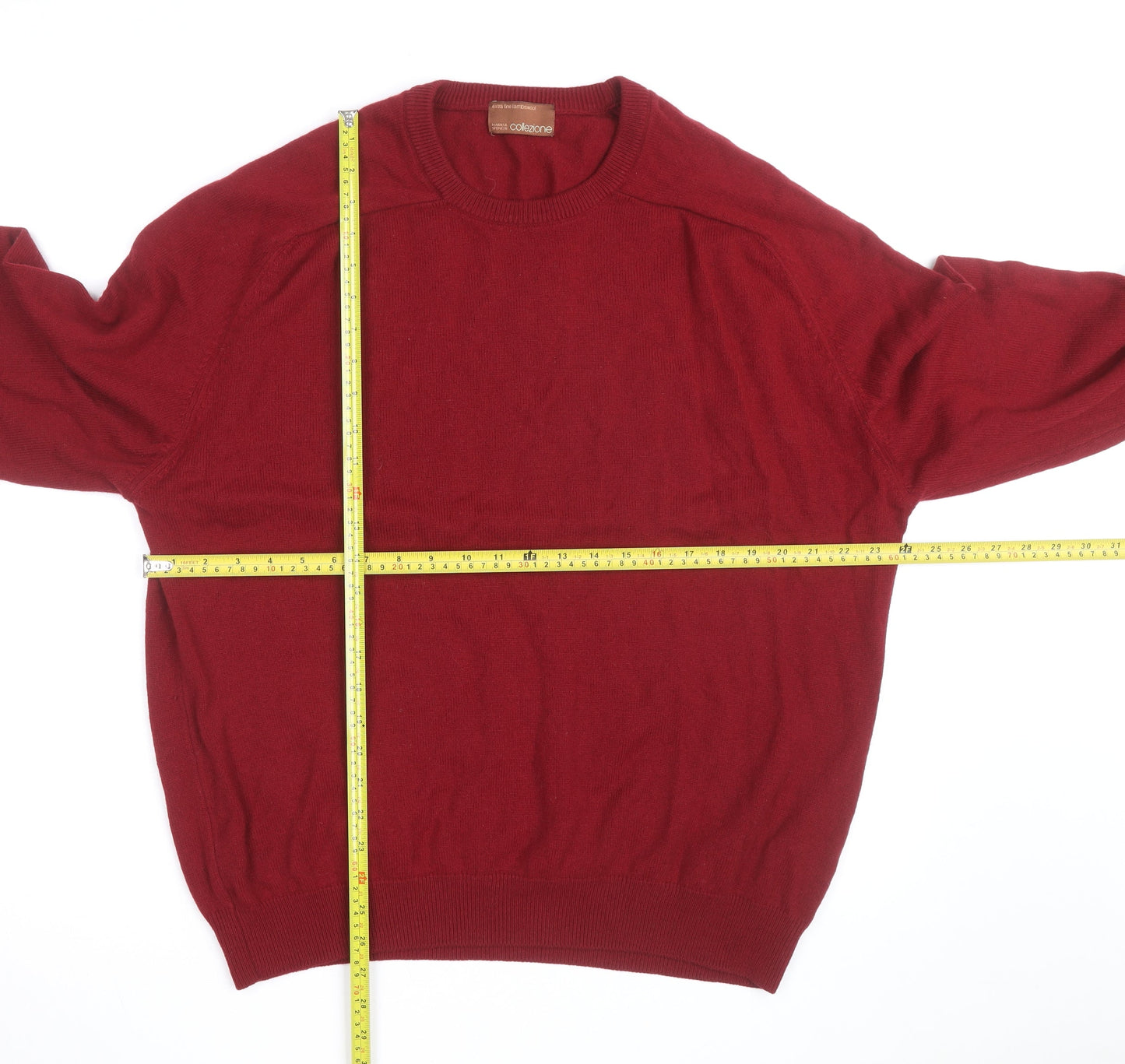 Marks and Spencer Men’s Red Wool Crew Neck Pullover Jumper L