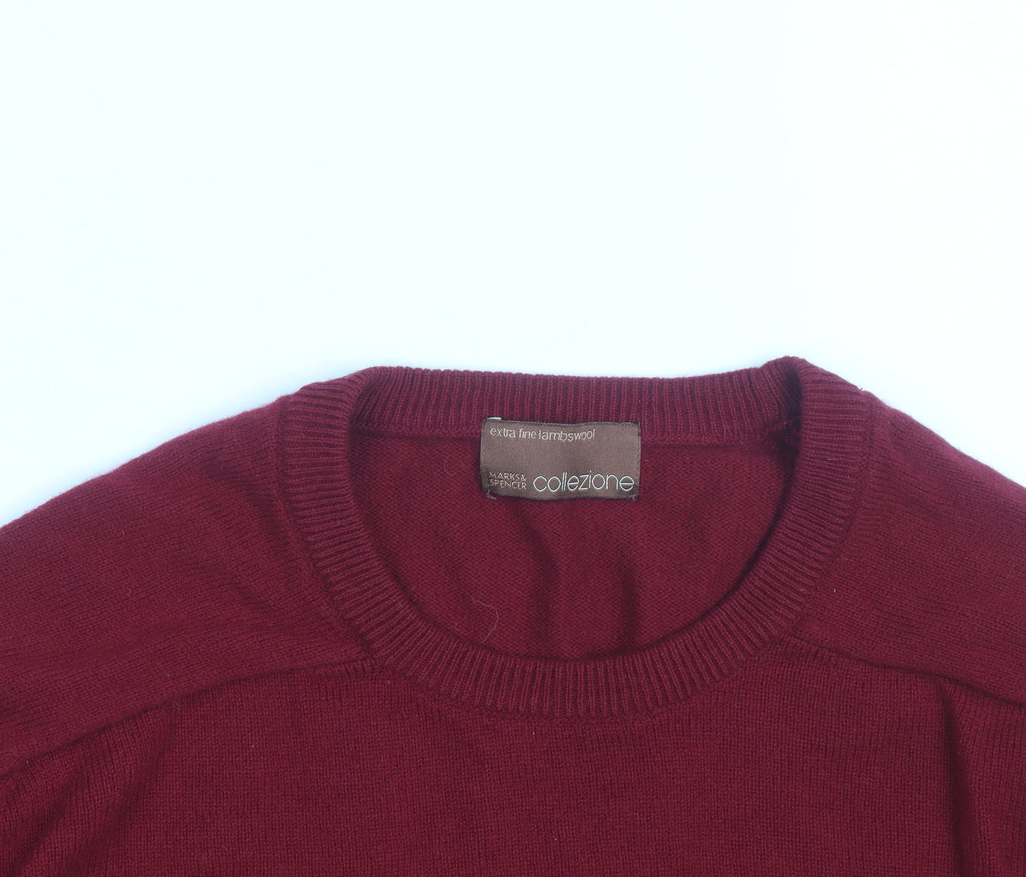 Marks and Spencer Men’s Red Wool Crew Neck Pullover Jumper L